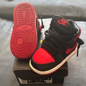 Nike Kids Red and Black High-Top Sneakers